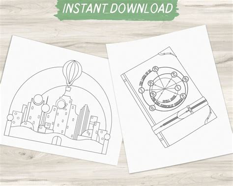 Wicked Inspired Coloring Page Bundle Broadway Coloring Page Etsy