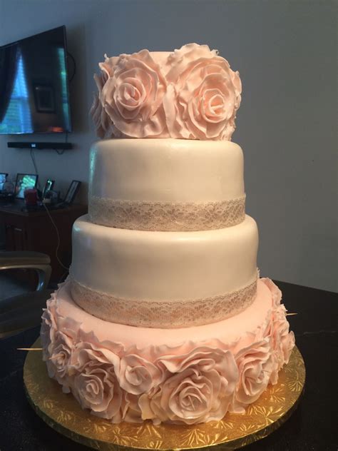 Ruffle Rose Wedding Cake