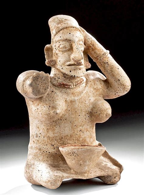 Jalisco Ameca Pottery Seated Female Figure W Bowl For Sale At Auction