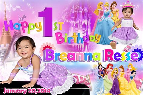 Disney Princess Sample Tarpaulin Template For First Birthday Princess