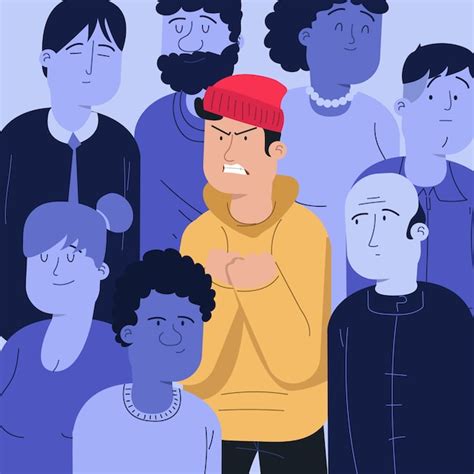 Angry Person In Crowd Free Vector