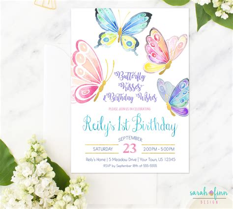 Butterfly Invitation Butterfly Birthday Party Birthday Invitation