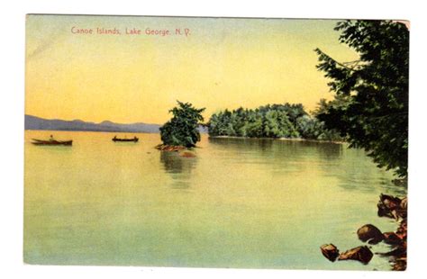 Old Postcard Canoe Islands Lake George New York Jackies Vintage