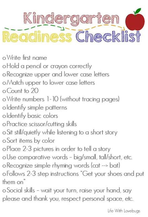 14 Helpful Kindergarten Readiness Checklists Kitty Baby Love