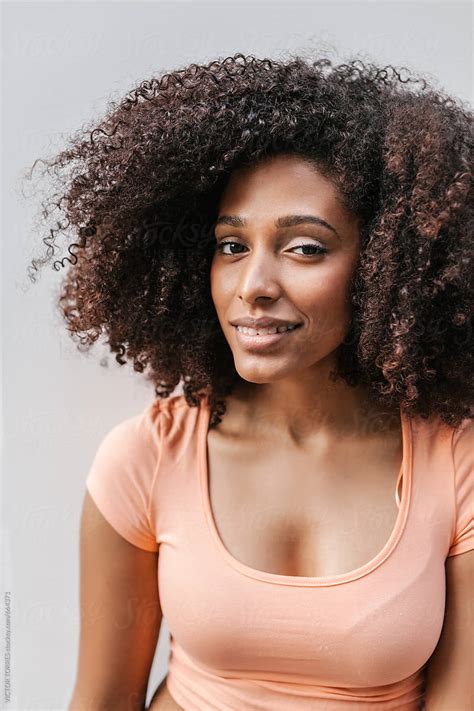 Skinny Attractive African American Teen Girl Standing Outdoors Stock