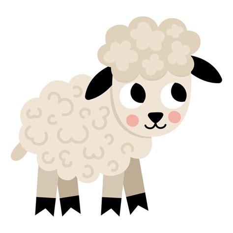Vector Lamb Icon Cute Cartoon Little Sheep Illustration For Kids Farm