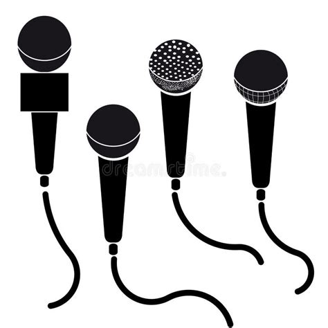 Icon Set Of Microphones Black Silhouette Stock Vector Illustration Of Metallic Musical 28639481