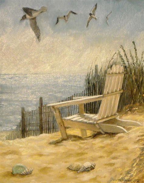 Beach Chair Painting Beach Chair Fine Art Printlivingroom Beach