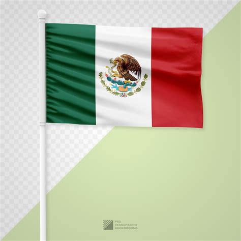 Premium Psd Waving The Mexico Flag On A White Metal Pole Isolated On
