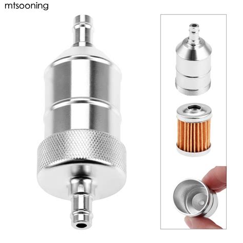 Mtsooning 8mm Petrol Gas Fuel Filter Cleaner Silver Universal For