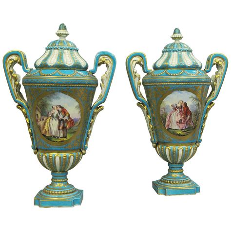 Pair Of 19th Century French Sevres Style Bronze Mounted Green Ground Vases For Sale At 1stdibs