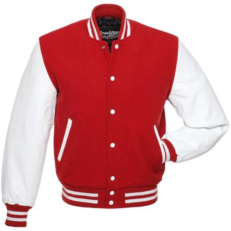 Red Wool and White Leather Letterman Jacket - C103 | Leather varsity