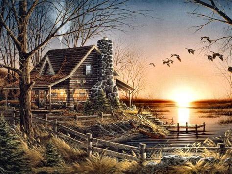 50 Best Images About Vintage Log Cabin Paintings On Pinterest