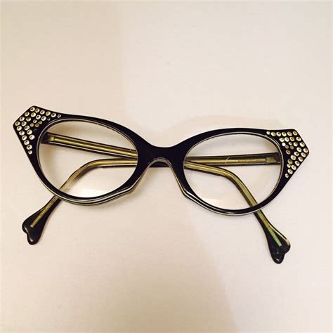 Black Rhinestone Eyeglasses Cat Eyeglasses Retro Eyewear Retro Eye