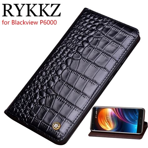 Funda con Tapa de cuero genuino para Blackview P6000 funda magnética