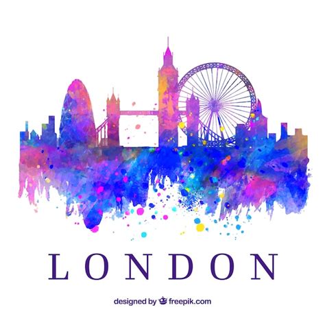 Skyline Colorato Di Londra Vettore Premium