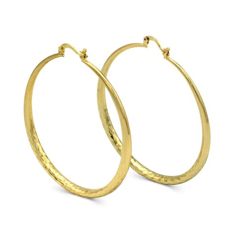 Beberlini Hoop Earrings Hinged Snap 14k Gold Plated 45 Mm Thick Round