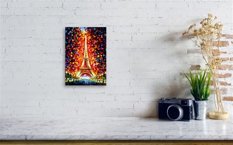 Paris Eifel Tower Lighted Palette Knife Oil Painting On Canvas By