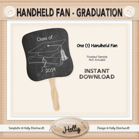 Handheld Fan Graduation Instant Download Printable Etsy Instant