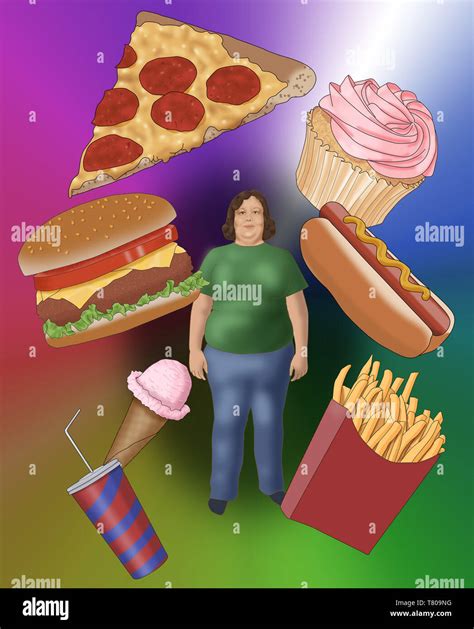 Obesity And Junk Food Conceptual Illustration Stock Photo Alamy