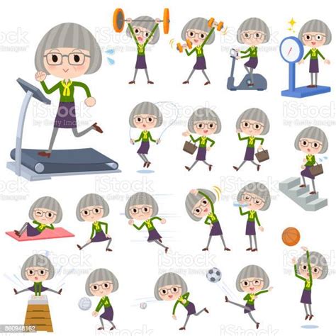 Green Shirt Old Womensports Exercise Stock Illustration Download