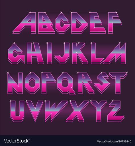80 S Retro Alphabet Font Royalty Free Vector Image