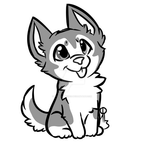 Chibi Husky Lines Commission By Proudryukin13 On Deviantart