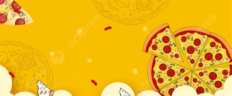 Pizza Cartoon Yellow Poster Banner Background Food Snack Sky