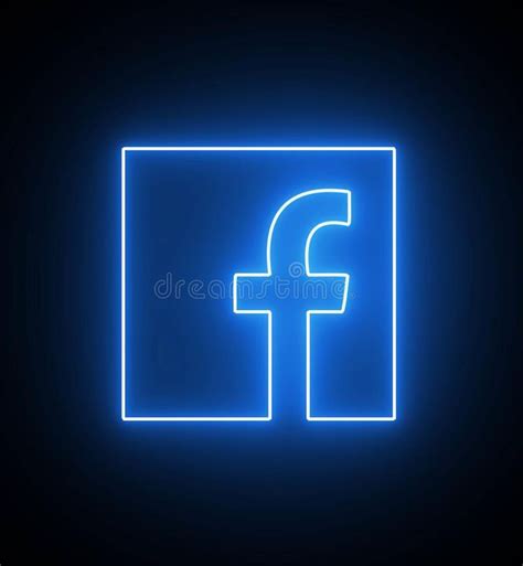 Neon Facebook Icon With Beautiful Glowing Led Light Royalty Free