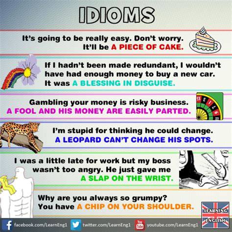 Idioms A Piece Of Cake A Blessing In Disguise A Fool And His Money