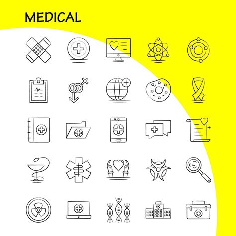 Medical Hand Drawn Icons Set For Infographics Mobile Uxui Kit And Print