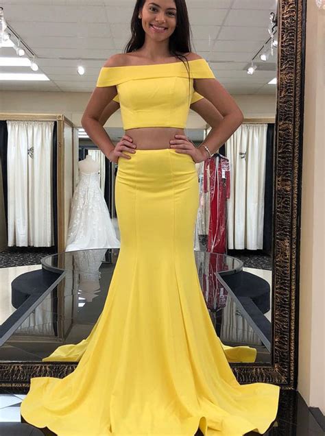 Yellow Two Piece Evening Dressesmermaid Prom Dress11921 Uk