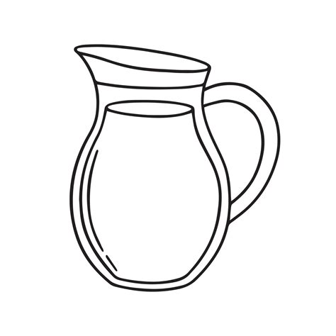 Hand Drawn Jug Of Milk Or Water Doodle Sketch Style Vector