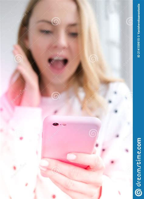 Blonde Young Girl Taking Selfie Video Call Online Education Work
