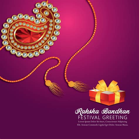 Realistic Happy Rakhi Celebration Greeting Card With Creative Ts And