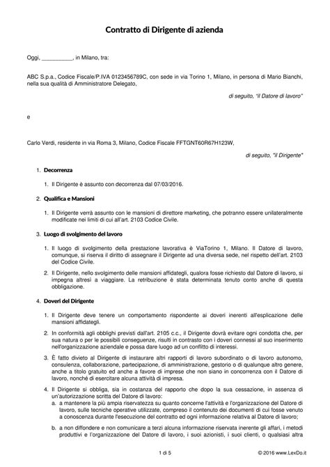 Esempio Contratto Di Lavoro