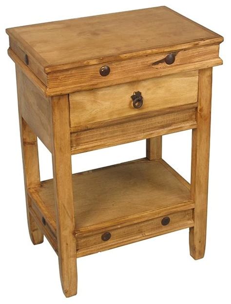 Rustic Pine Side Table Traditional Nightstands And Bedside Tables