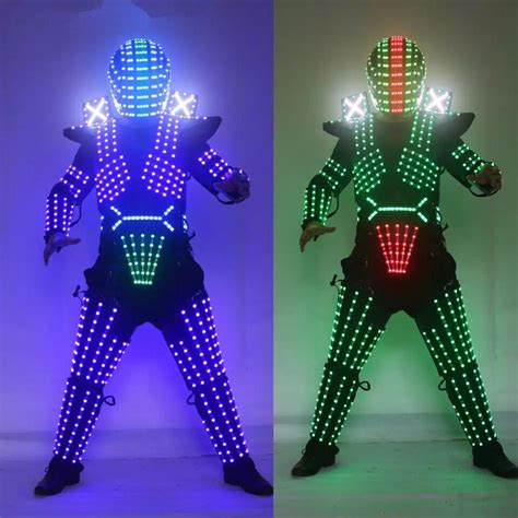 Rgb Renkli Led Büyüyen Robot Takım Kostüm Erkekler Led Aydınlık Giyim