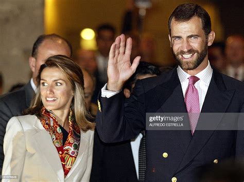 Prince Of Asturias Felipe De Borbon And His Wife Letizia Ortiz Wave