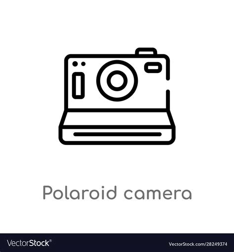 Outline Polaroid Camera Icon Isolated Black Vector Image