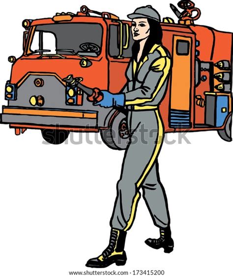 Firefighter Girl Vector Illustration Stock Vector Royalty Free 173415200 Shutterstock