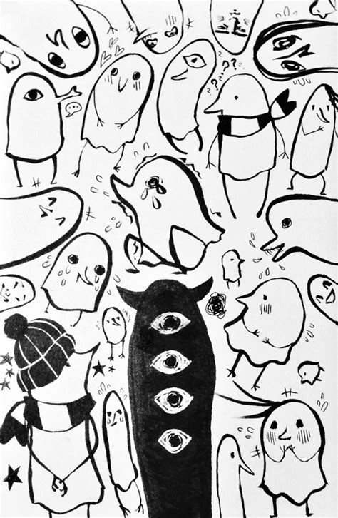 Drawing Of Bird Manga Oyasumi Punpun Monochrome Punpu
