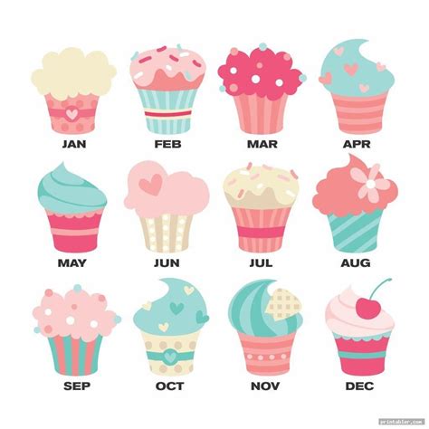 4 Best Images Of Printable Birthday Calendar Cupcakes