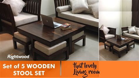 10 stylish nesting tables style. SPACE SAVER & ECONOMIC Wooden set of 4 stools and coffee ...