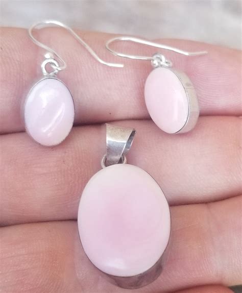 Great Jewelry Larimar Pink Conch 925 Sterling Silver Earrings Etsy