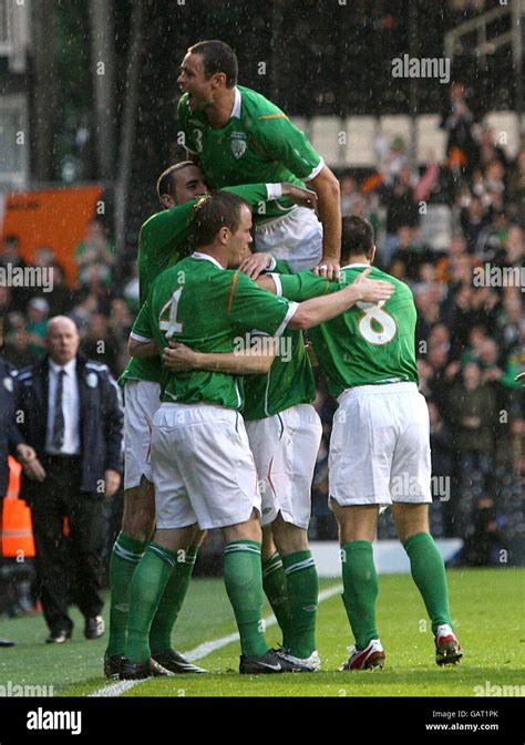 Republic Of Irelands Robbie Keane Celebrates Scoring The Opening Goal