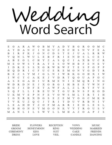 Wedding Word Search Etsy