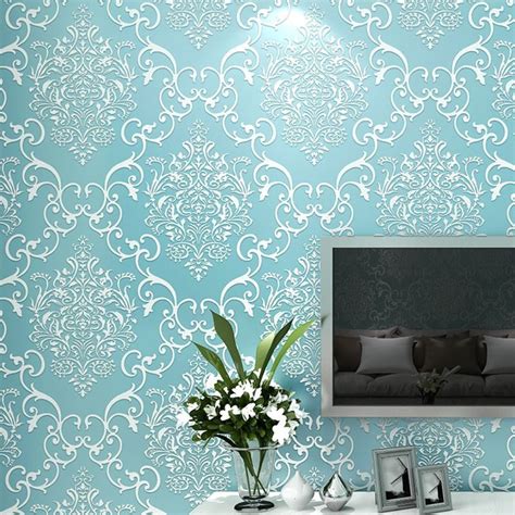 European Style 3d Embossed Wallpaper Classic Damascus Non Woven Fabric