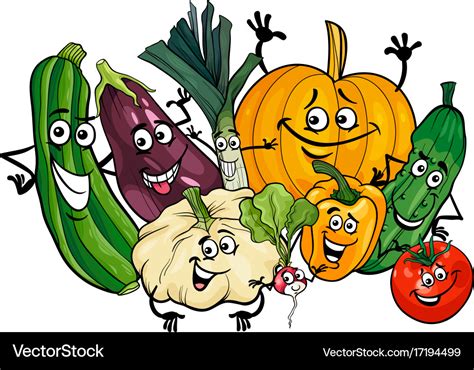 Vegetable Characters Group Cartoon Royalty Free Vector Image