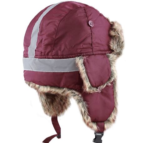 Safety Reflective Faux Fur Aviator Kids Adult Trapper Hat Snow Ski